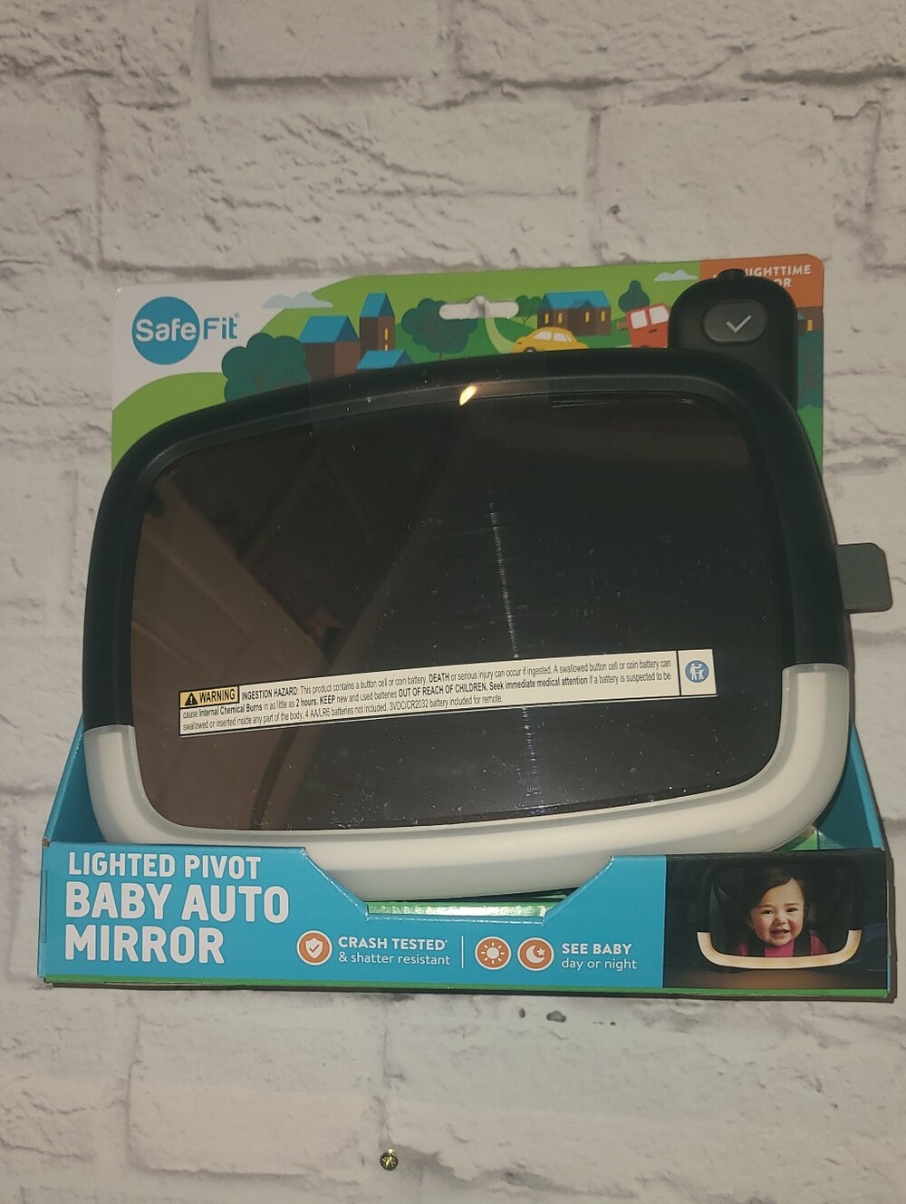 SafeFit Lighted Pivot Baby Auto Mirror - Black & White